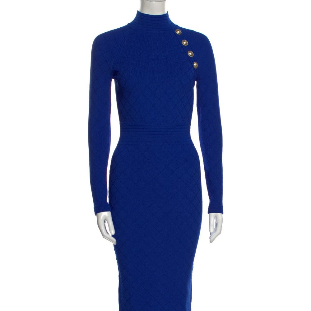 BALMAIN Turtleneck Midi Length Dress